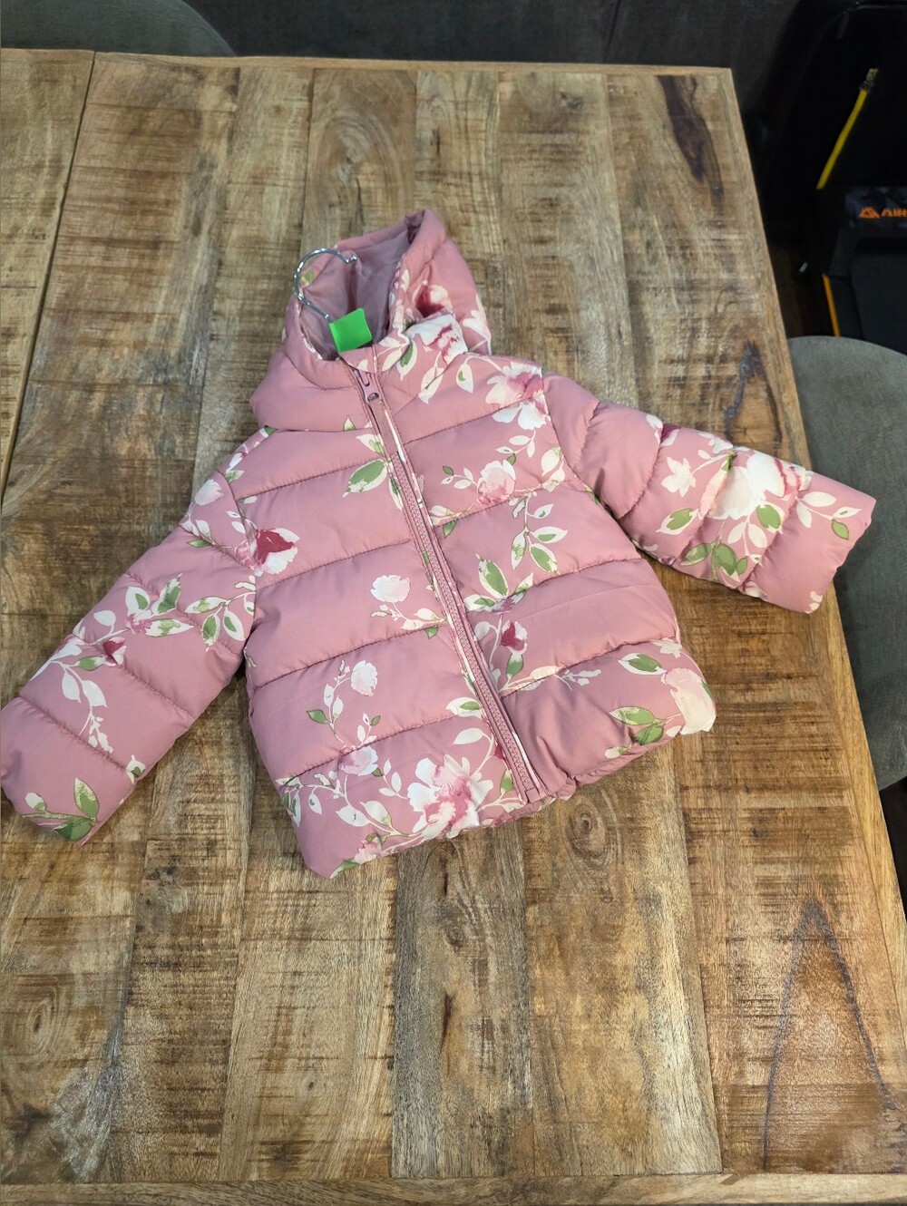 Kids Floral Pink Hooded Puffer Jacket